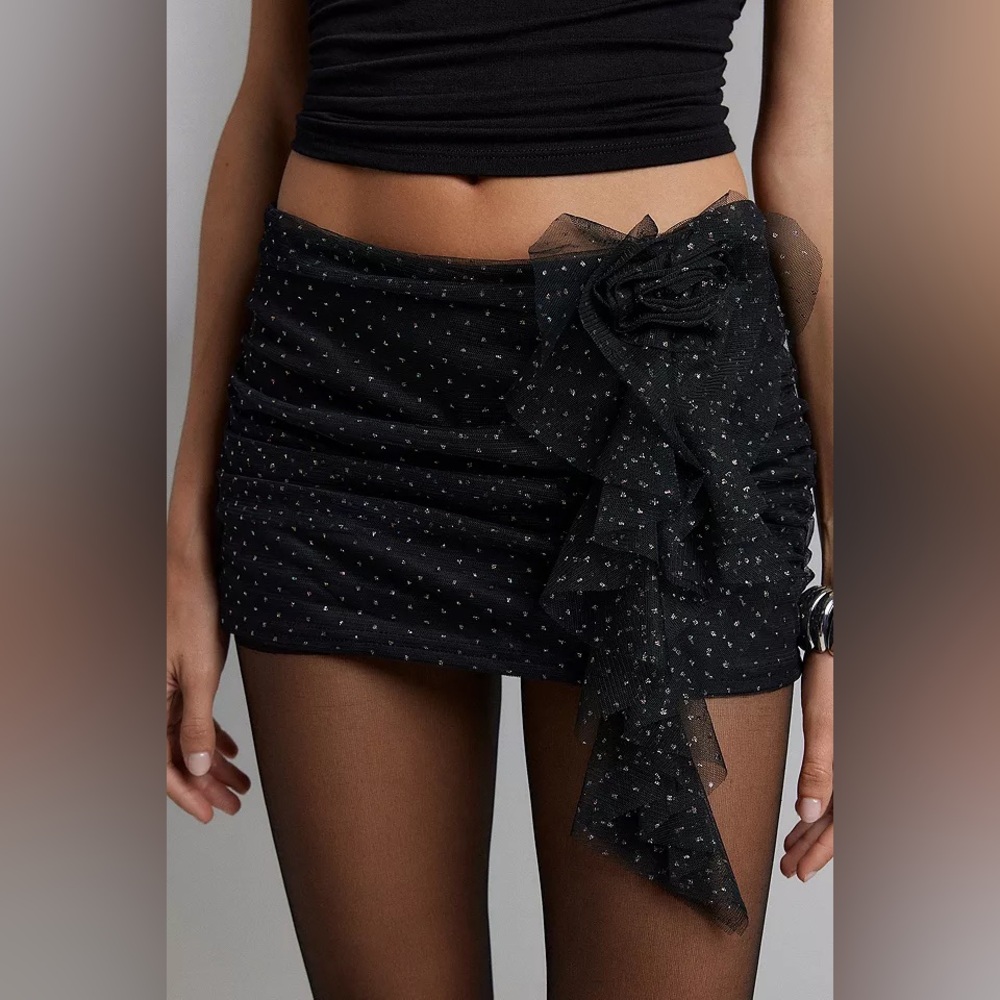Kimchi Blue Black Skort with Polka Dot and Bow